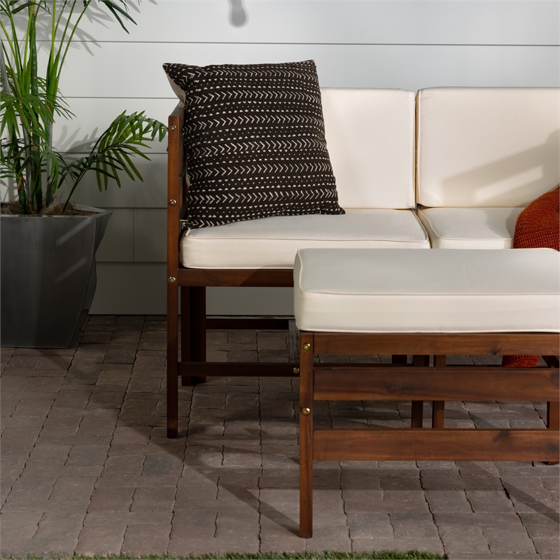 Afuera Living Modular Acacia Wood Outdoor Furniture Set in Dark Brown