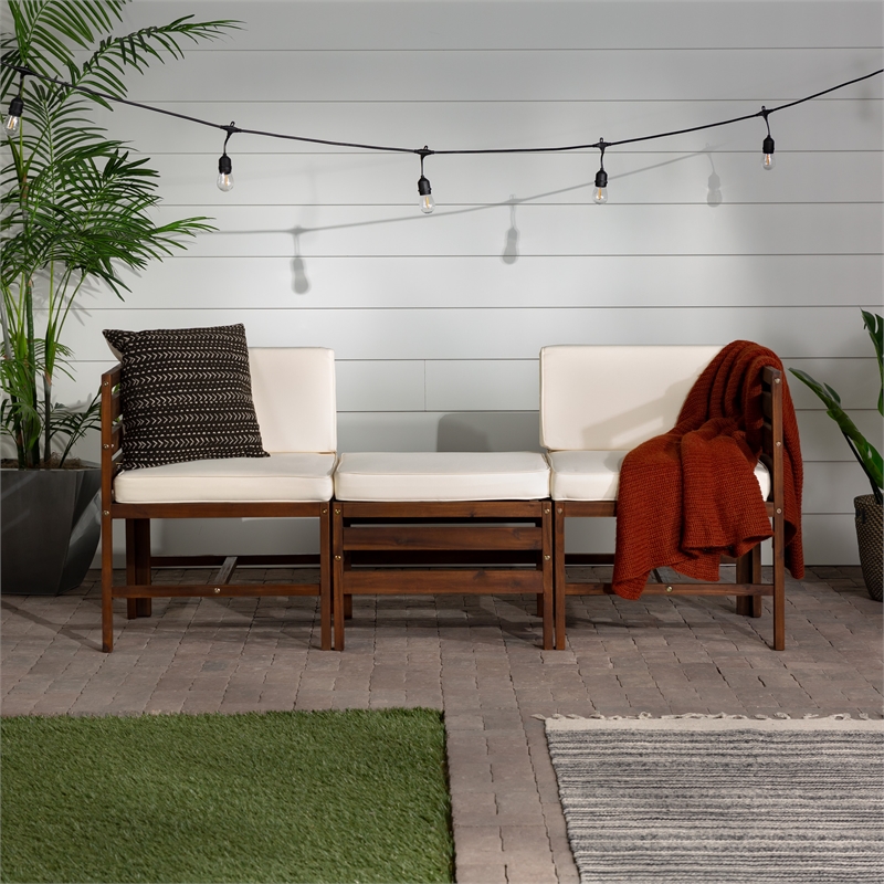 Afuera Living Modular Acacia Wood Outdoor Furniture Set in Dark Brown