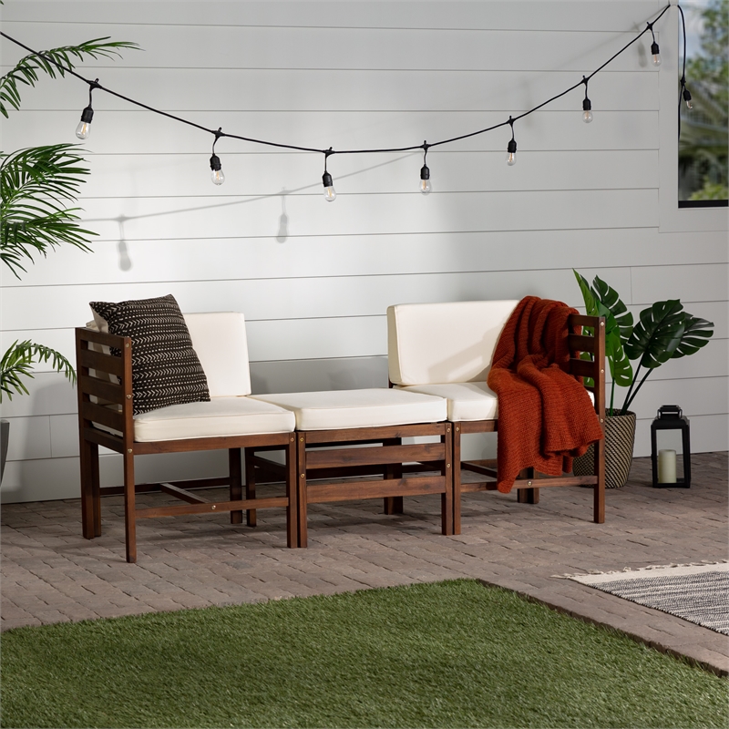 Afuera Living Modular Acacia Wood Outdoor Furniture Set in Dark Brown