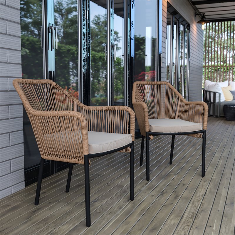 Afuera Living Set of 2 Stacking Aluminum Club Chairs in Natural Finish