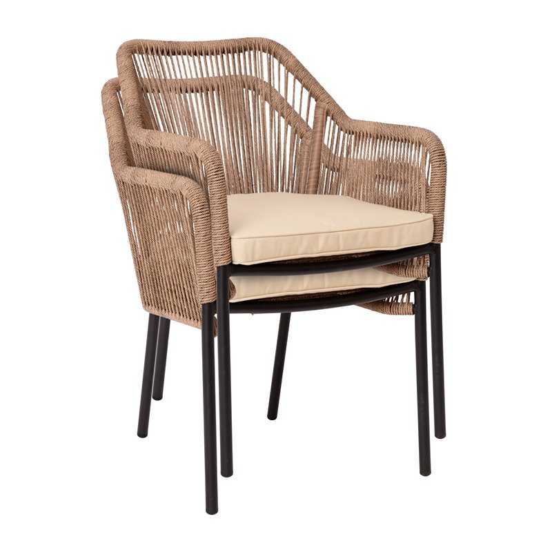 Afuera Living Set of 2 Stacking Aluminum Club Chairs in Natural Finish