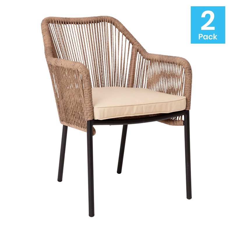Afuera Living Set of 2 Stacking Aluminum Club Chairs in Natural Finish