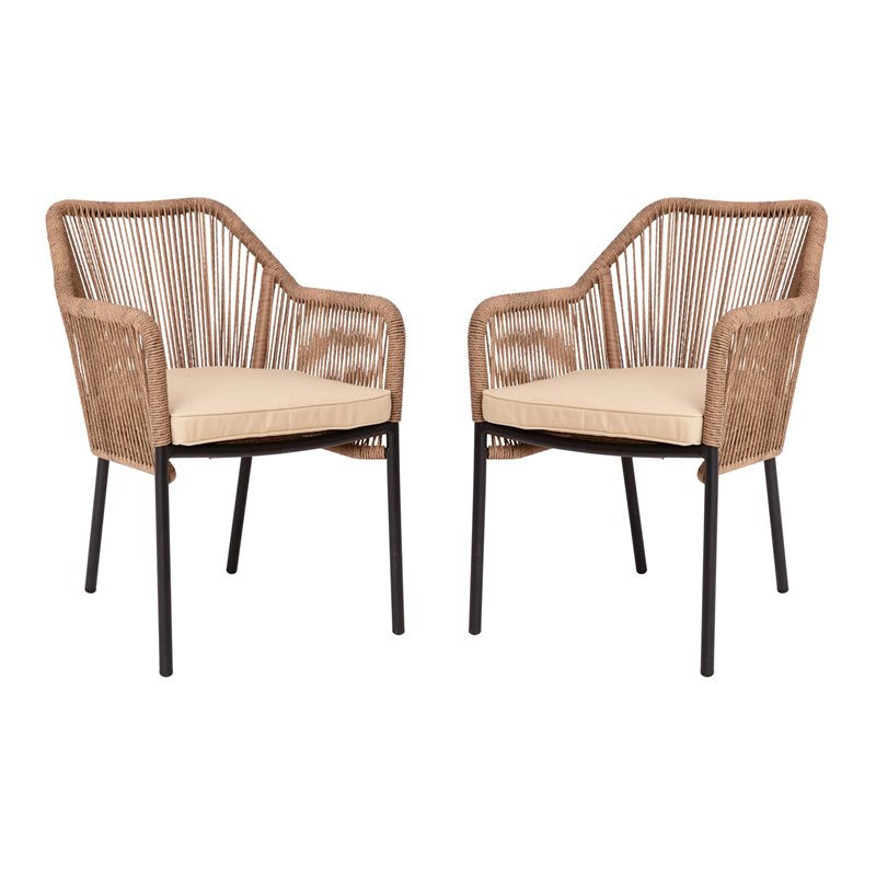 Afuera Living Set of 2 Stacking Aluminum Club Chairs in Natural Finish