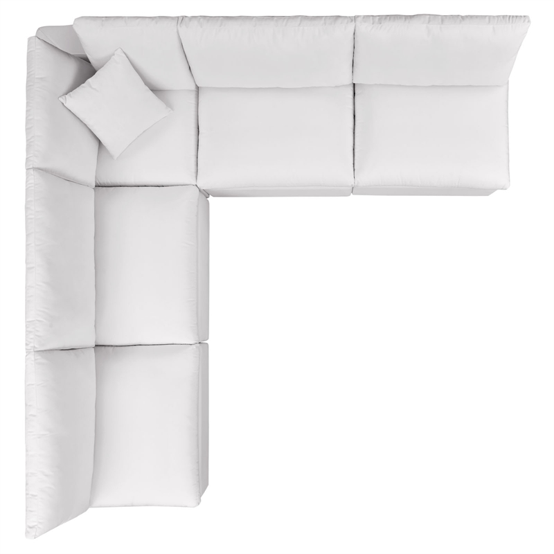 Afuera Living 5-Piece Modern Fabric Patio Sectional Sofa in White