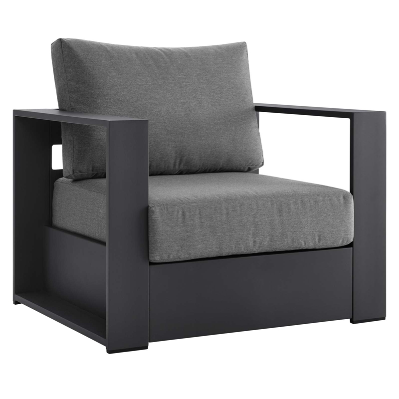 Afuera Living Fabric & Aluminum Outdoor Armchairs Charcoal/Gray (Set of 2)
