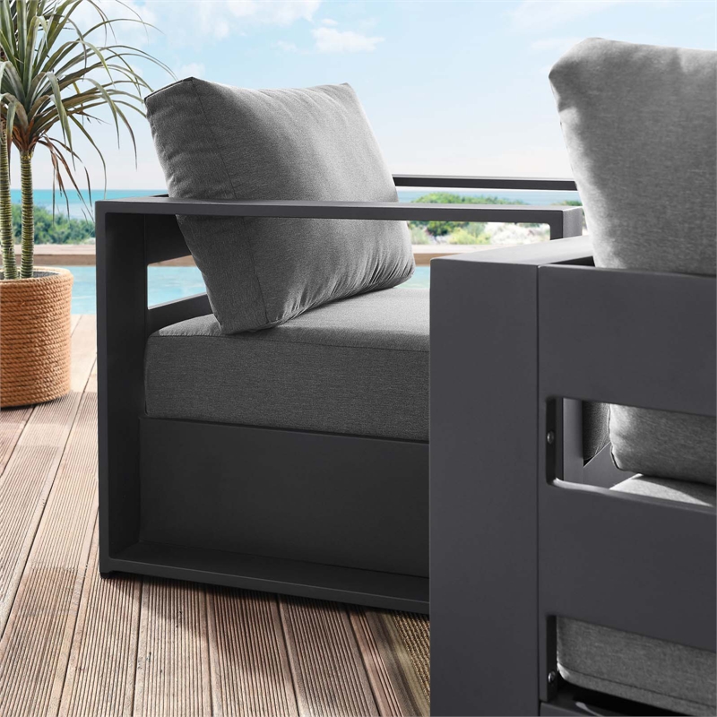 Afuera Living Fabric & Aluminum Outdoor Armchairs Charcoal/Gray (Set of 2)