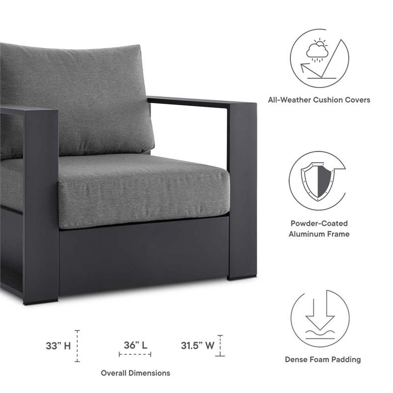 Afuera Living Fabric & Aluminum Outdoor Armchairs Charcoal/Gray (Set of 2)