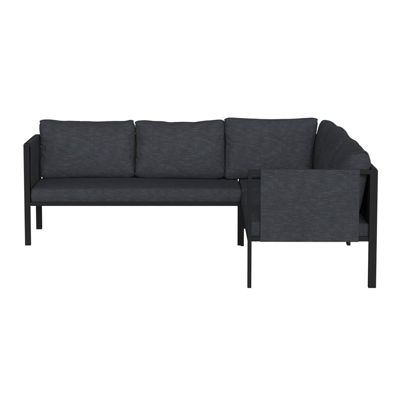 Afuera Living Charcoal Steel Patio Sectional with Removable Cushions
