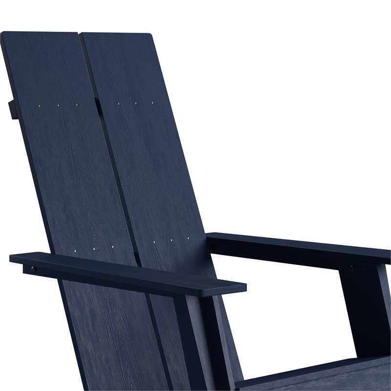Afuera Living Navy Resin Adirondack Chair with Modern Dual Slat Design