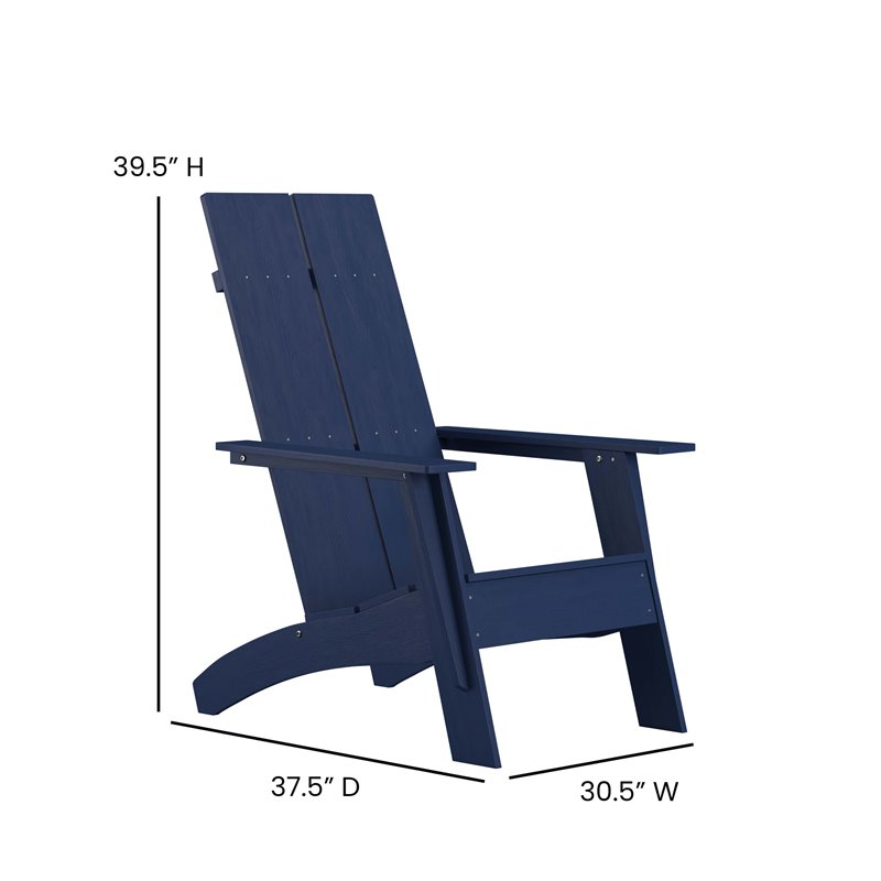 Afuera Living Navy Resin Adirondack Chair with Modern Dual Slat Design