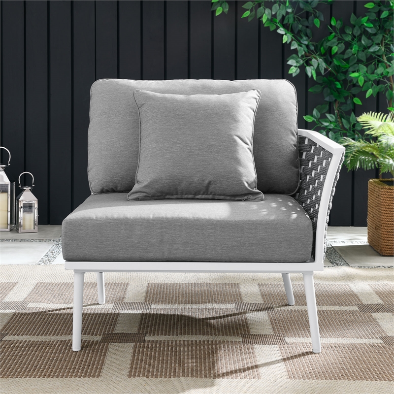 Afuera Living Outdoor Right-Facing Gray Armchair with Aluminum Frame