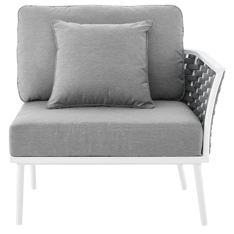 Afuera Living Outdoor Right-Facing Gray Armchair with Aluminum Frame