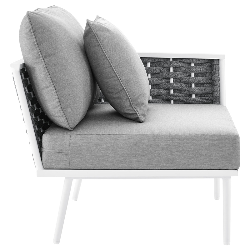 Afuera Living Outdoor Right-Facing Gray Armchair with Aluminum Frame