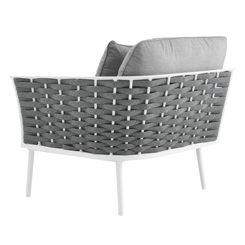 Afuera Living Outdoor Right-Facing Gray Armchair with Aluminum Frame