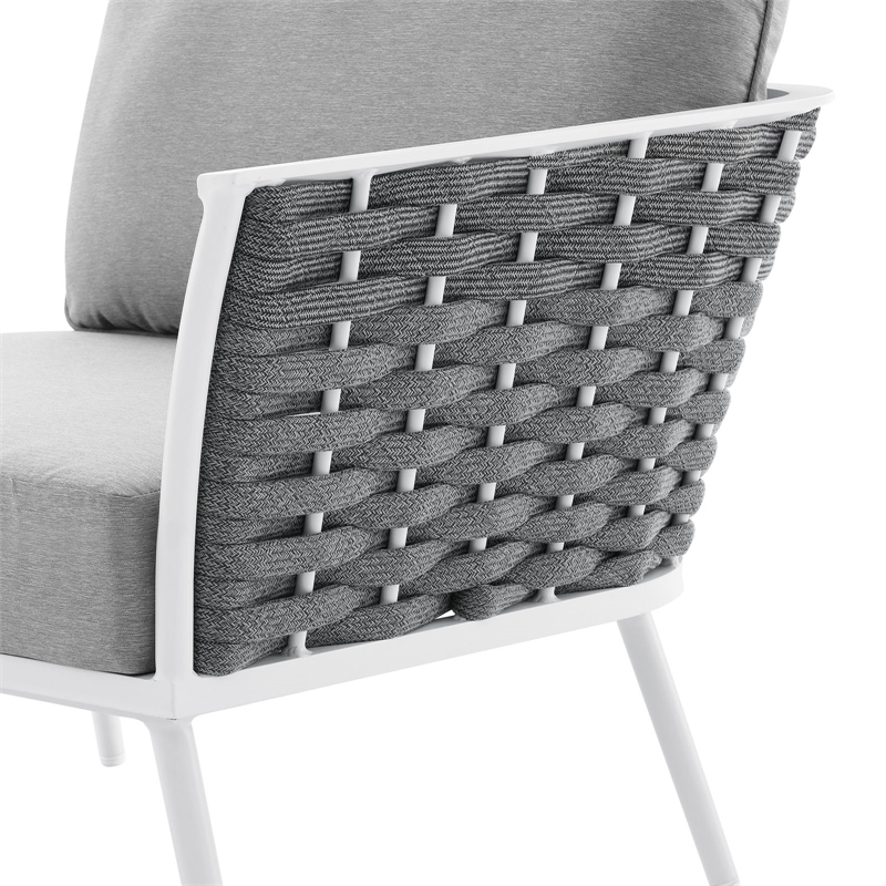 Afuera Living Outdoor Right-Facing Gray Armchair with Aluminum Frame