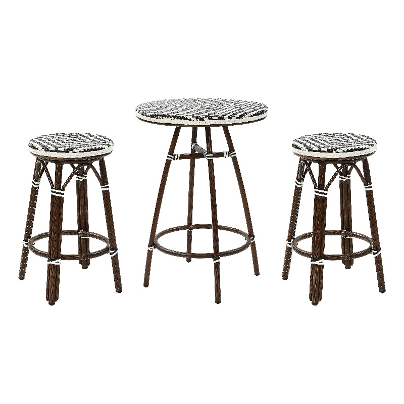 Afuera Living 3-Piece Patio Dining Table Set in Brown PE Wicker