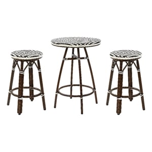 Afuera Living 3-Piece Patio Dining Table Set in Brown PE Wicker
