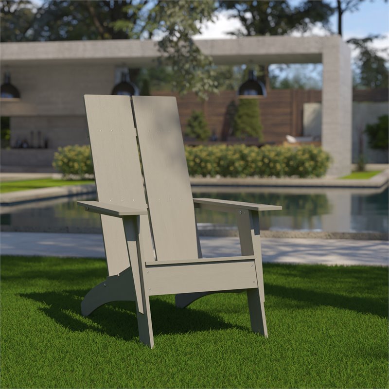 Afuera Living Dual Slat Back Resin Adirondack Chair in Gray