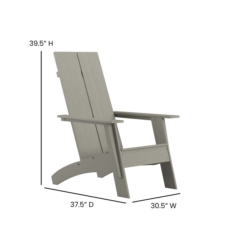 Afuera Living Dual Slat Back Resin Adirondack Chair in Gray