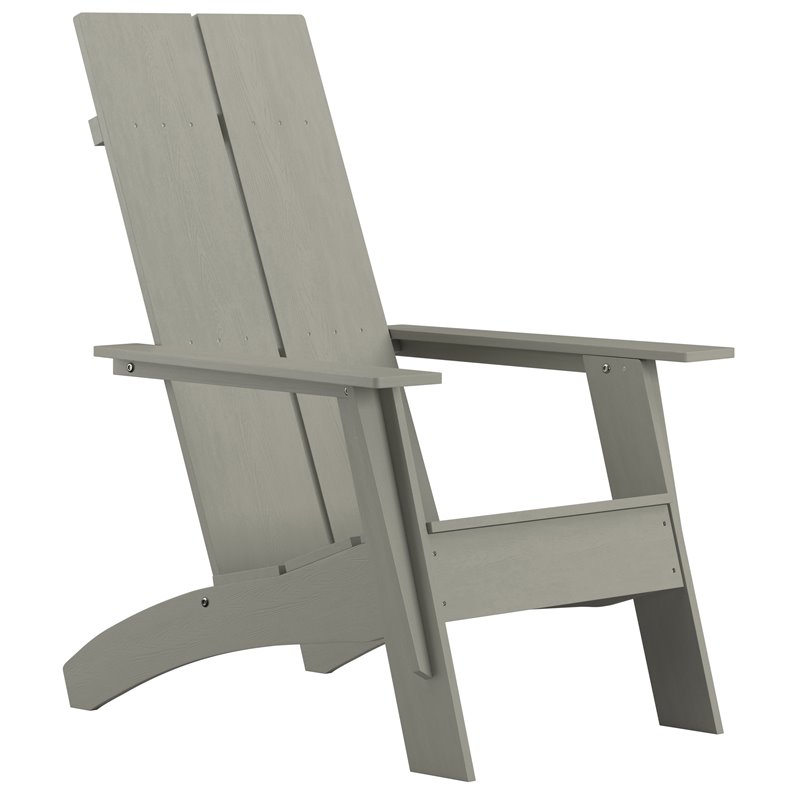 Afuera Living Dual Slat Back Resin Adirondack Chair in Gray