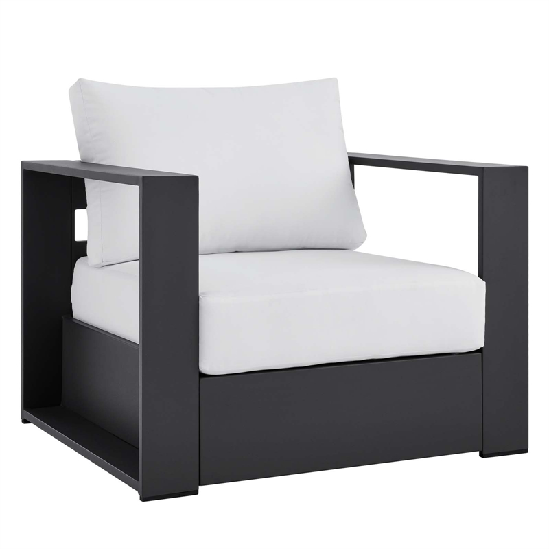 Afuera Living Outdoor Armchair Set of 2 with Aluminum Frame in Gray/White