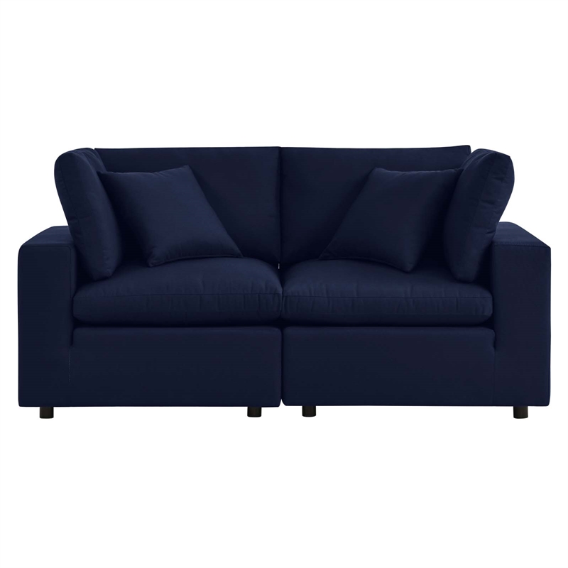 Afuera Living Outdoor Loveseat in Navy with Aluminum Frame and Cushions