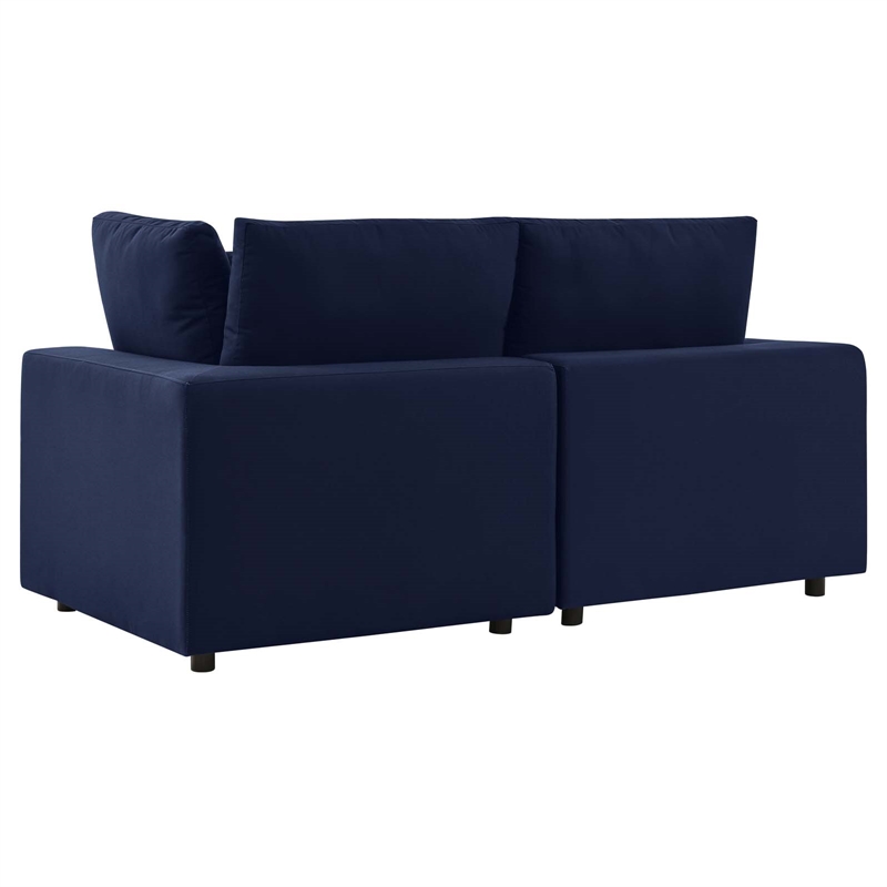 Afuera Living Outdoor Loveseat in Navy with Aluminum Frame and Cushions