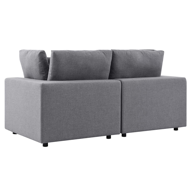 Afuera Living Outdoor Loveseat in Slate Gray Aluminum with Cushions