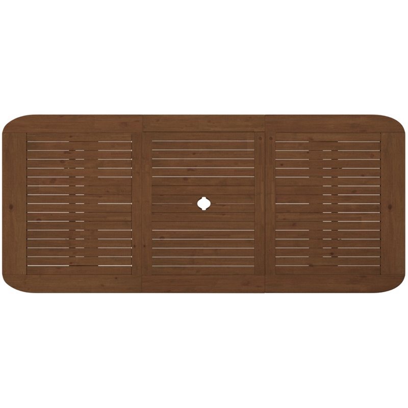 Afuera Living Acacia Wood Patio Dining Table with Butterfly Leaf in Dark Brown