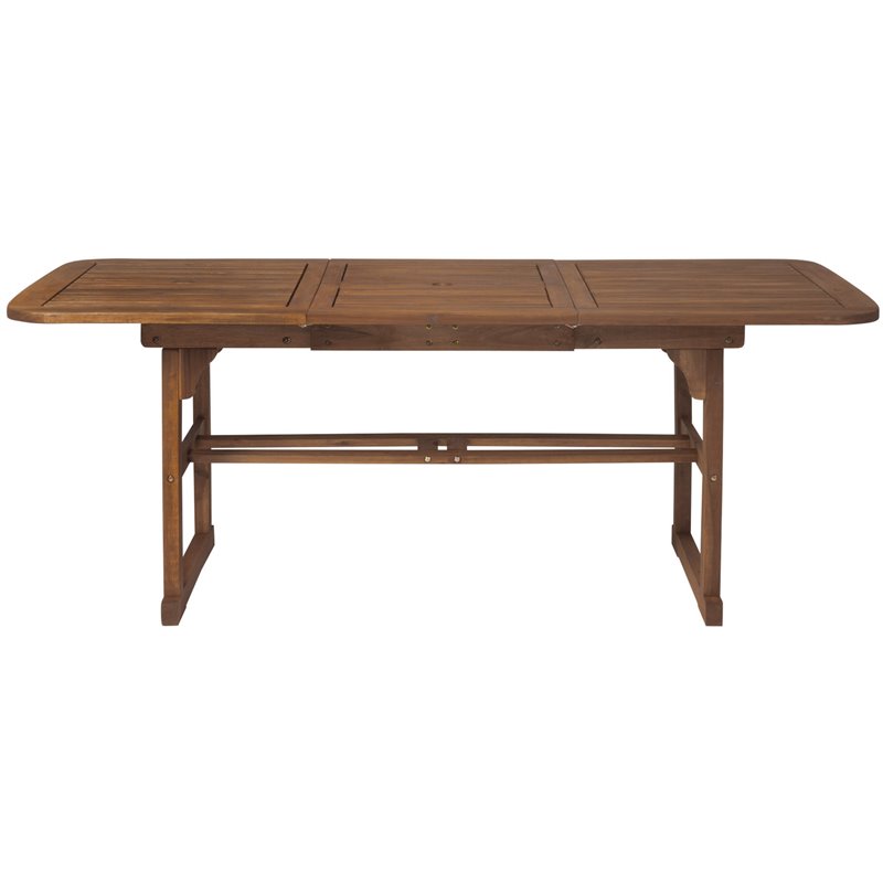 Afuera Living Acacia Wood Patio Dining Table with Butterfly Leaf in Dark Brown