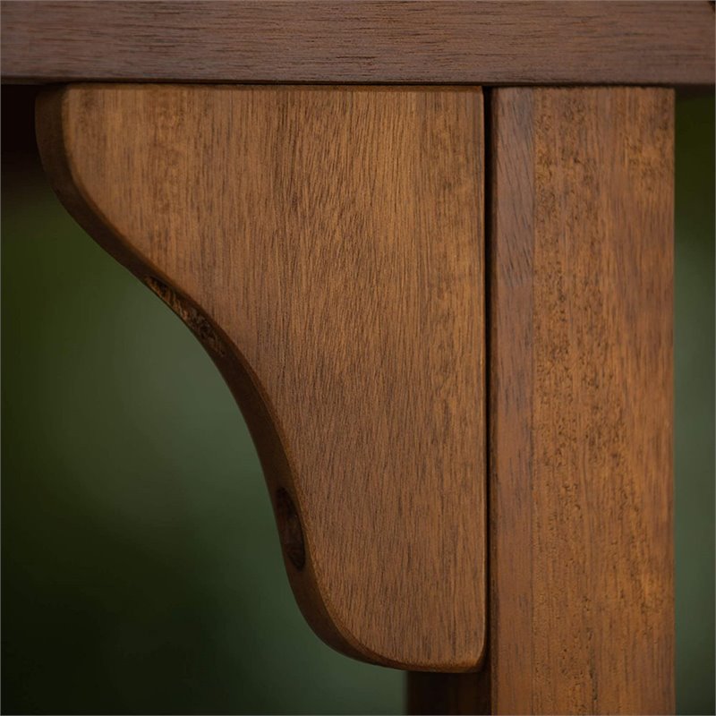 Afuera Living Acacia Wood Patio Dining Table with Butterfly Leaf in Dark Brown