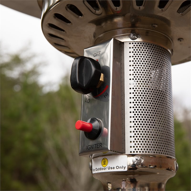Afuera Living Outdoor Metal Patio Heater with Wheels in Silver