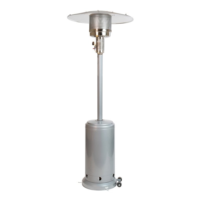 Afuera Living Outdoor Metal Patio Heater with Wheels in Silver