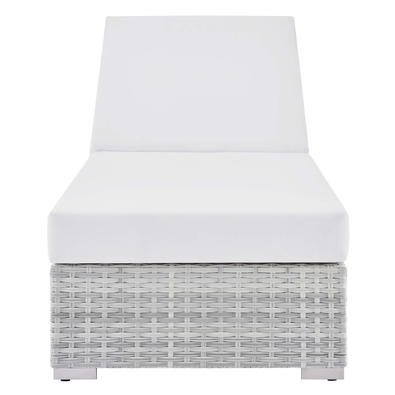 Afuera Living Outdoor Patio Chaise in Light Gray and White Finish