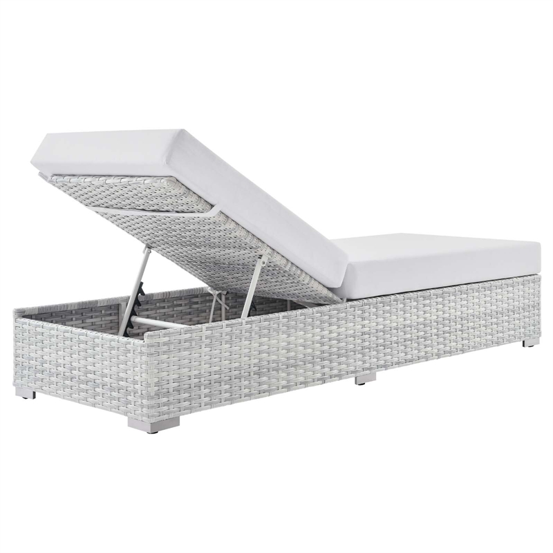 Afuera Living Outdoor Patio Chaise in Light Gray and White Finish