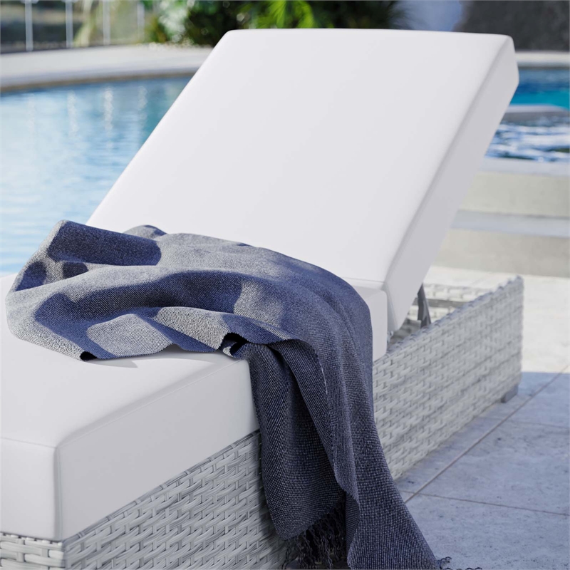 Afuera Living Outdoor Patio Chaise in Light Gray and White Finish