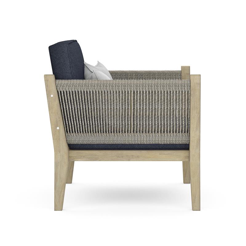 Afuera Living Outdoor Conversation Chair in Slate Gray with Acacia Wood
