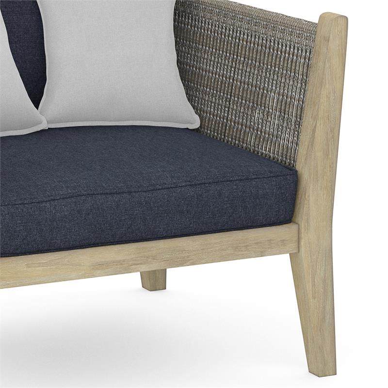 Afuera Living Outdoor Conversation Chair in Slate Gray with Acacia Wood