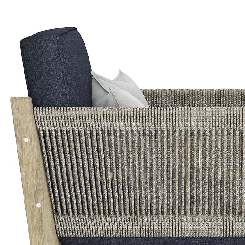 Afuera Living Outdoor Conversation Chair in Slate Gray with Acacia Wood