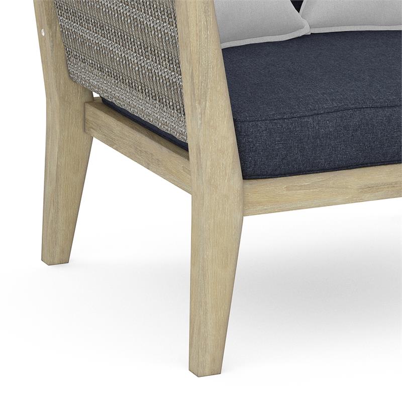 Afuera Living Outdoor Conversation Chair in Slate Gray with Acacia Wood