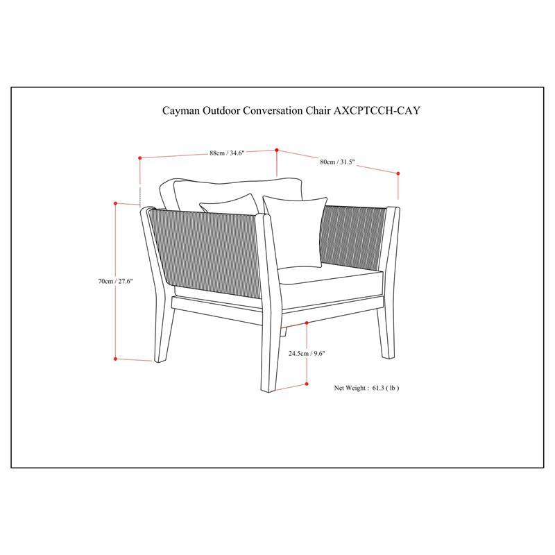 Afuera Living Outdoor Conversation Chair in Slate Gray with Acacia Wood