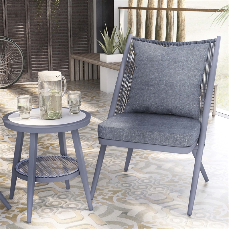 Afuera Living 3-Piece Outdoor Bistro Set with Aluminum Frame in Gray