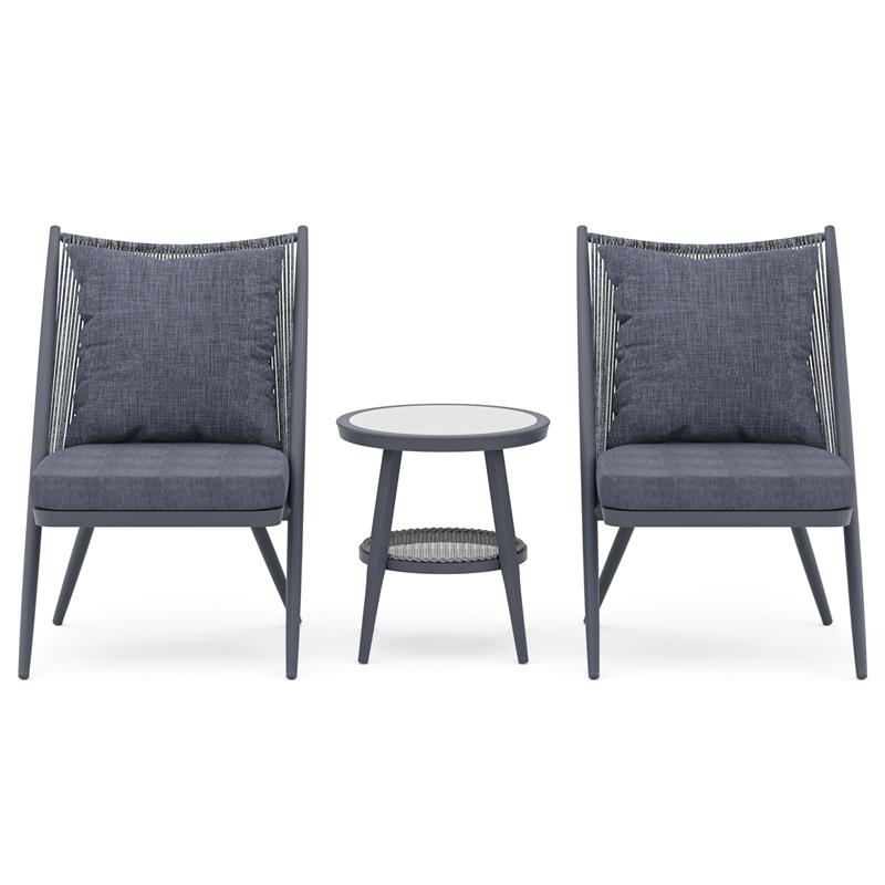 Afuera Living 3-Piece Outdoor Bistro Set with Aluminum Frame in Gray