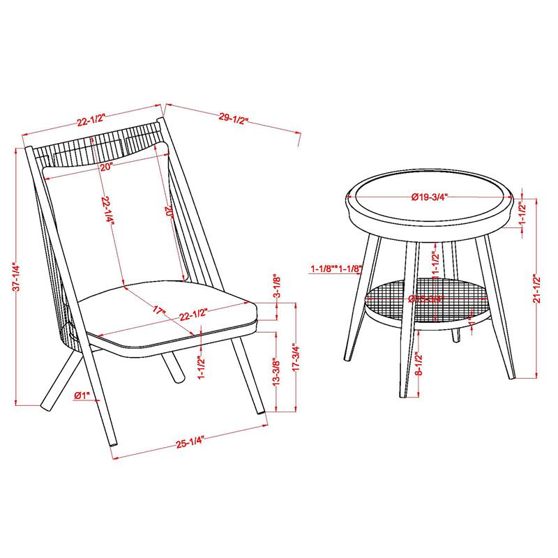 Afuera Living 3-Piece Outdoor Bistro Set with Aluminum Frame in Gray