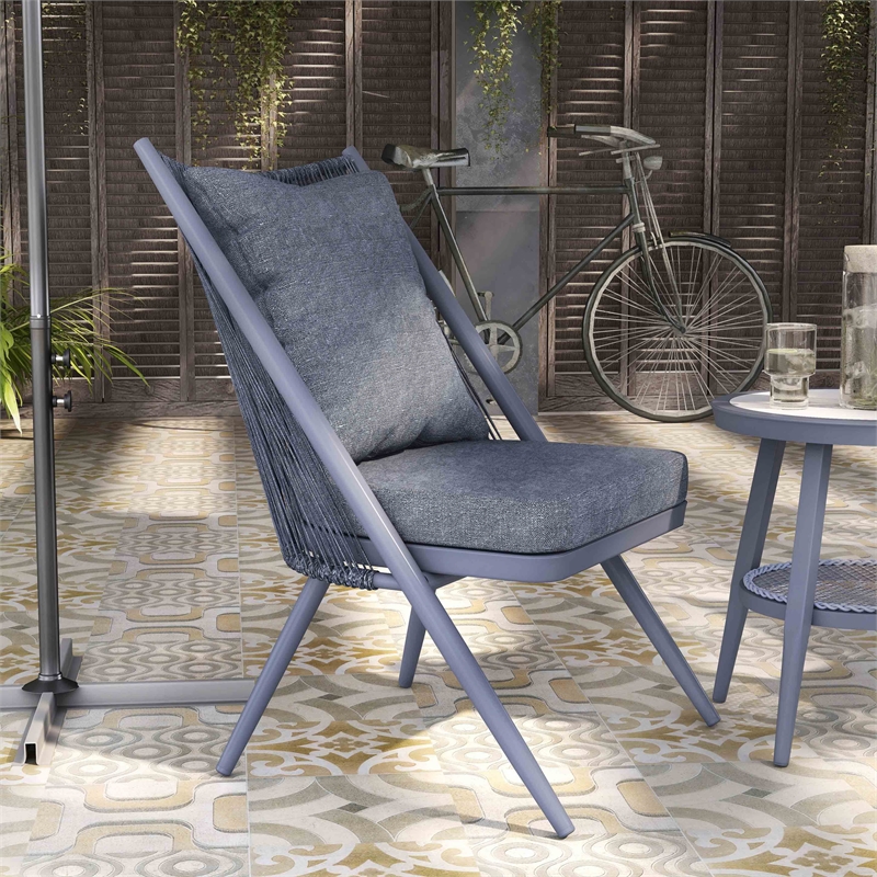 Afuera Living 3-Piece Outdoor Bistro Set with Aluminum Frame in Gray