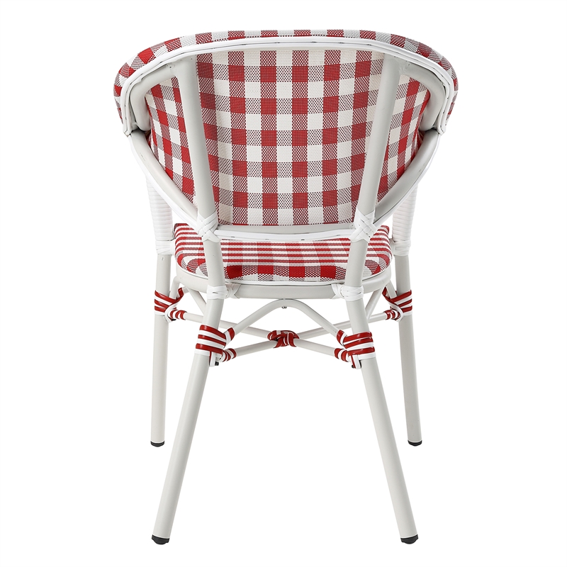 Afuera Living French Patio Armchair in Red Texteline and Aluminum Frame