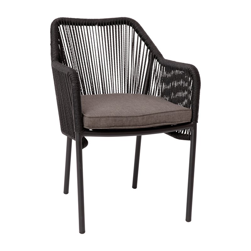 Afuera Living Stacking Aluminum Club Chairs in Black/Gray (Set of 2)