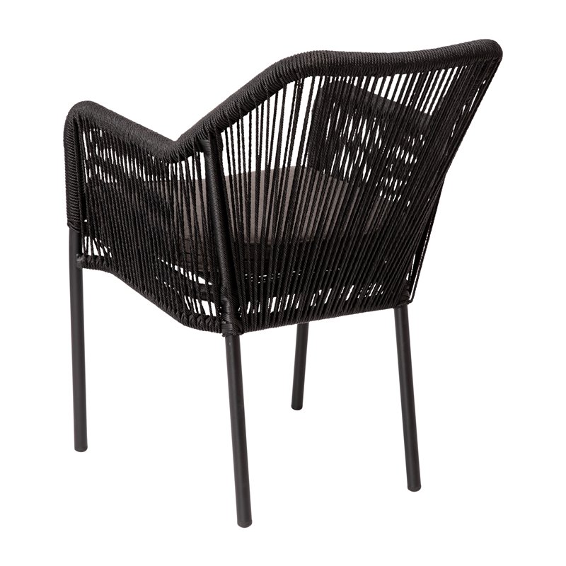 Afuera Living Stacking Aluminum Club Chairs in Black/Gray (Set of 2)