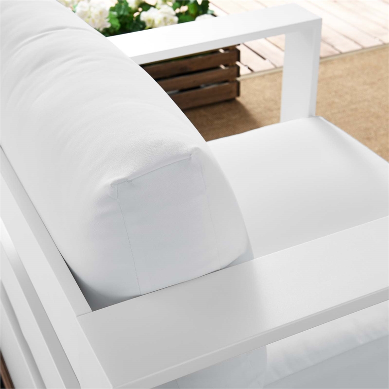 Afuera Living Powder-Coated Aluminum Outdoor Armchair in White