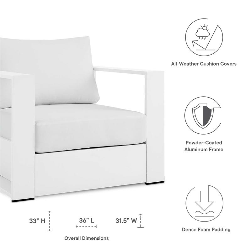 Afuera Living Powder-Coated Aluminum Outdoor Armchair in White